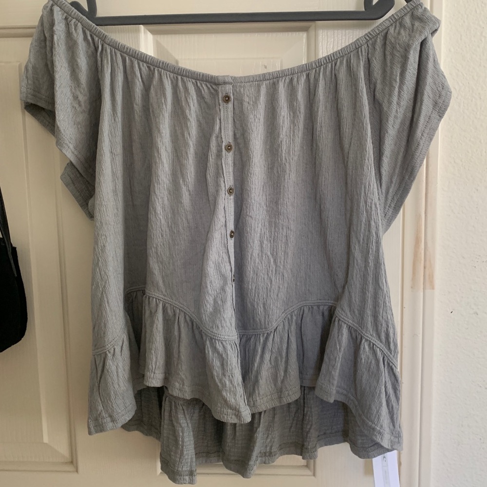 O’Neill Off-The-Shoulder Grey Flowy Top